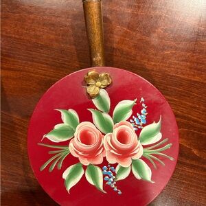 Vintage Crumb Catcher Tole Roses Decor